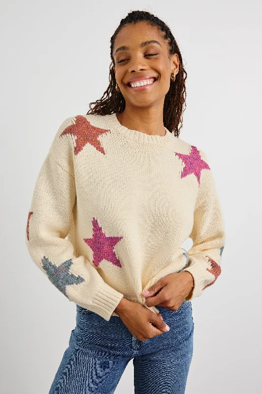 ZOEY SWEATER - IVORY RAINBOW STARS