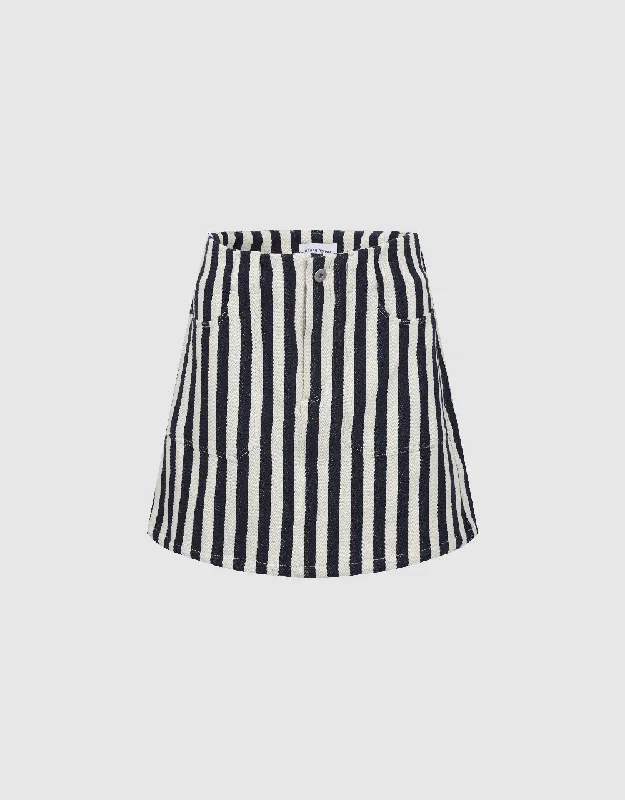 Striped Mini A-Line Skirt