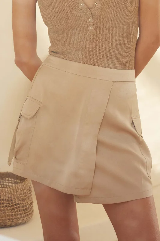 Carry On Matte Satin Wrapped Cargo Mini Skirt