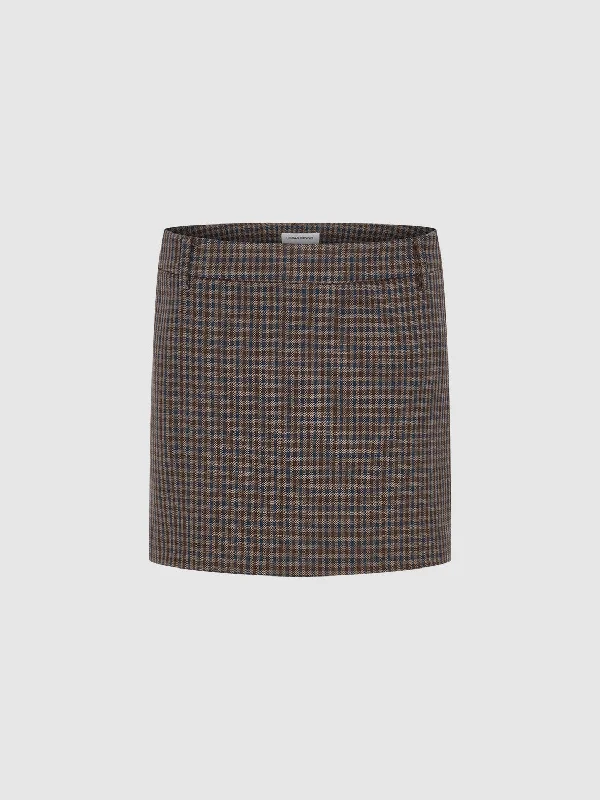 Checkered Mini Straight Skirt