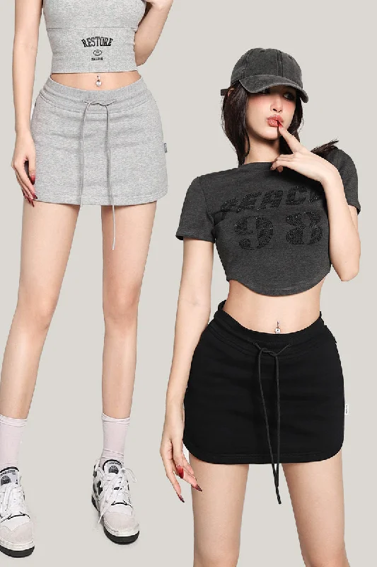 Dara Solid Color High Waist Slim Sporty Mini Skirt