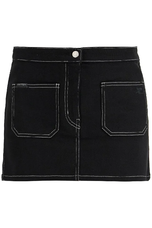 denim mini skirt 324DJU191DE0020 BLACK/WHITE