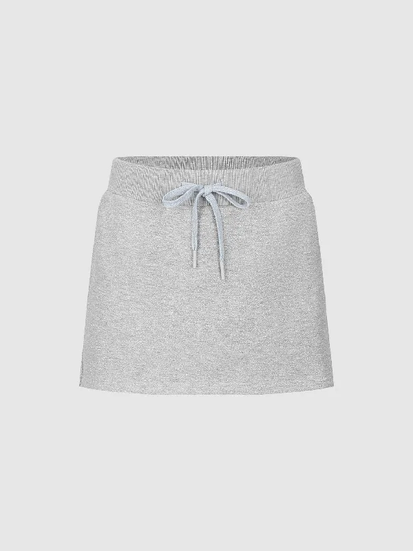 Drawstring Waist Mini A-Line Skirt