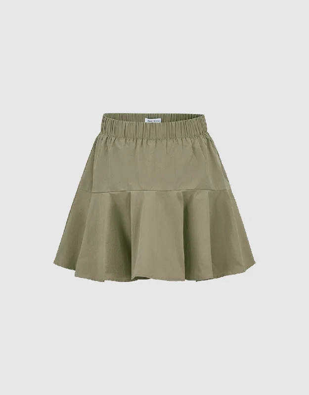 Elastic Waist Mini A-Line Skirt