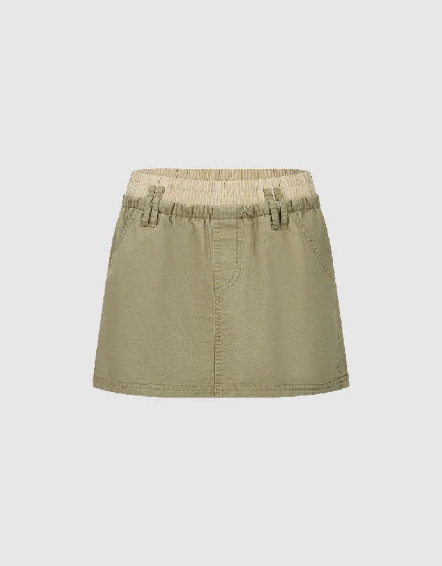 Elastic Waist Mini Straight Skirt