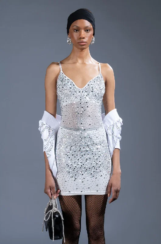 EXPENSIVE LIL TING RHINESTONE MINI DRESS