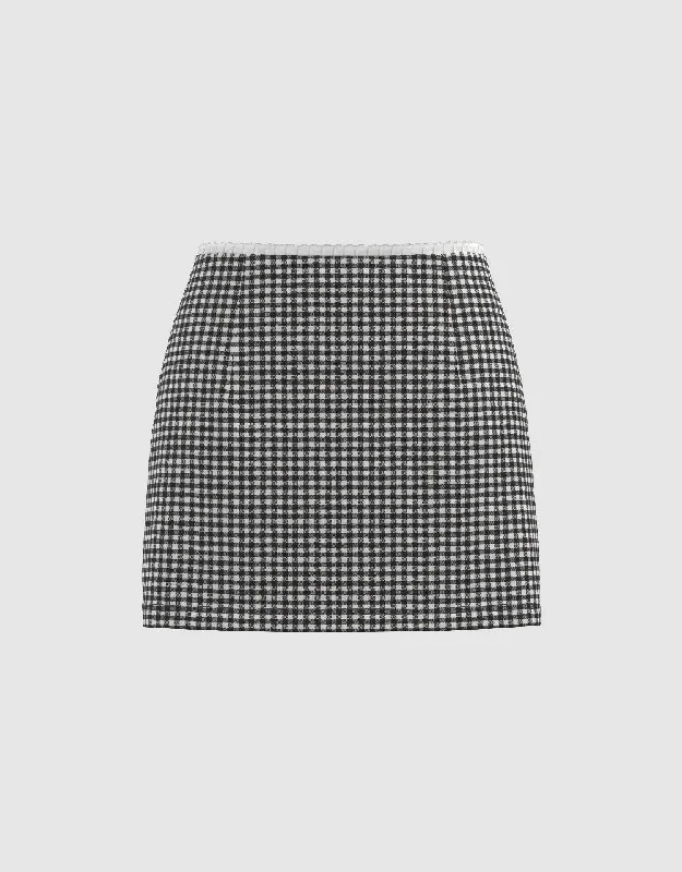 Gingham Mini A-Line Skirt