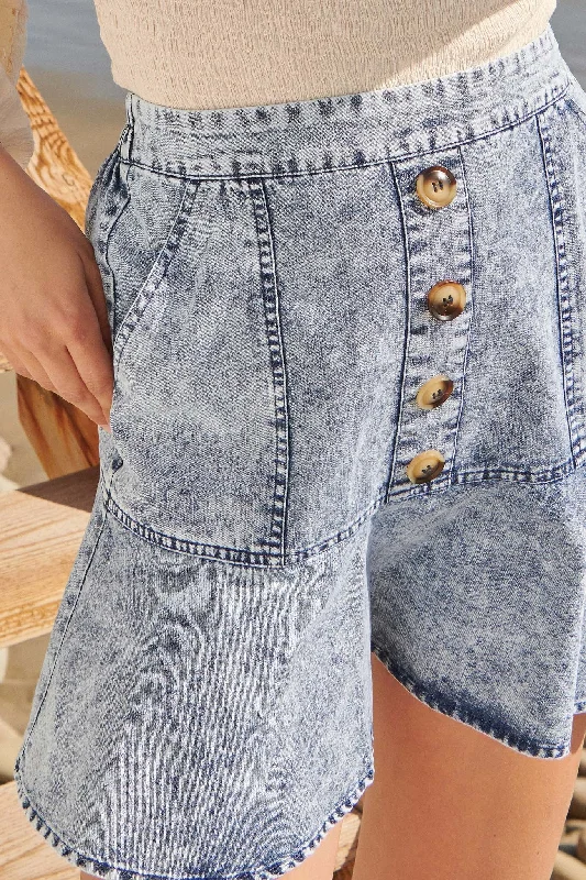 High Tide Acid-Wash Denim Mini Skirt