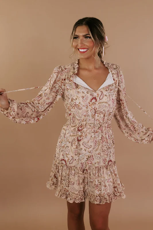 Floral Dreams Mini Dress, Golden Multi
