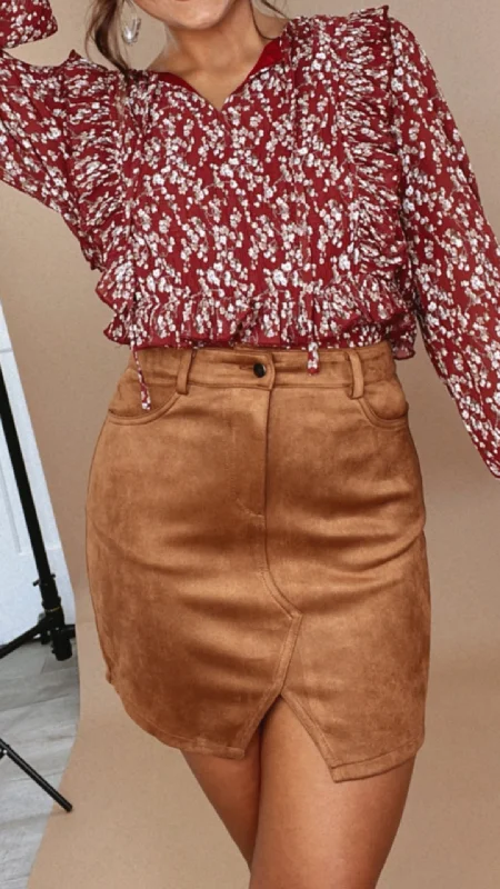Isn't She Lovely Suede Mini Skirt, Camel