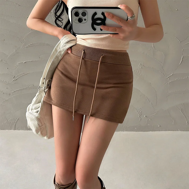 Khloe Solid Color High Waist Casual Slim Mini Skirt