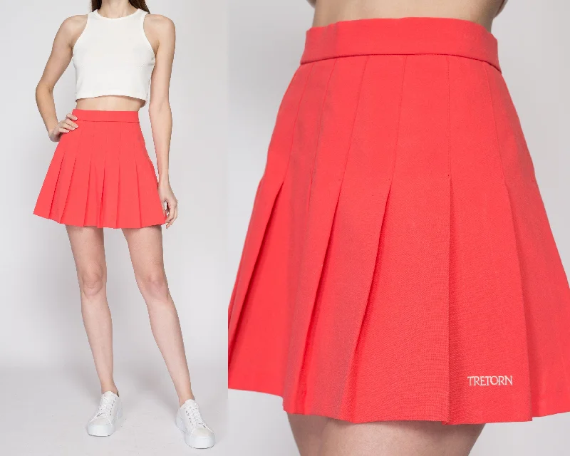 Medium 80s Coral Pink Mini Tennis Skirt 28"
