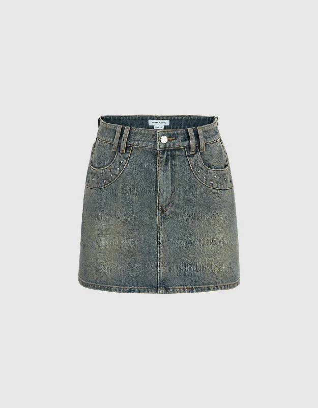 Mini A-Line Denim Skirt