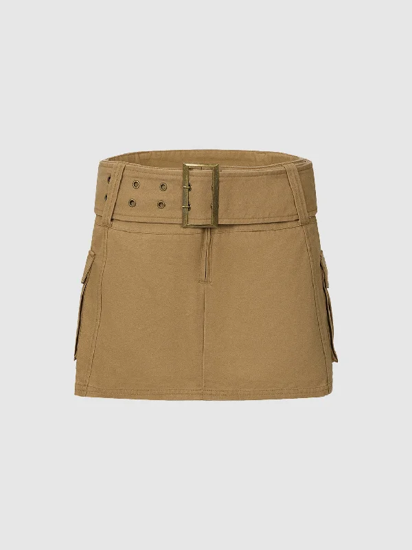 Mini A-Line Skirt With Belt