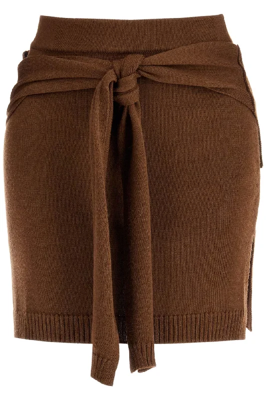 "mini skirt with knotable SK1037 LK087 HAZELNUT BROWN