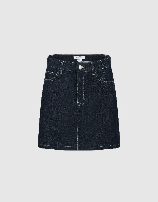 Mini Straight Denim Skirt
