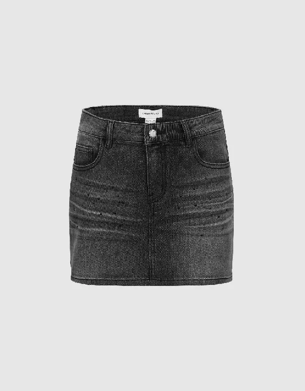 Mini Straight Denim Skirt