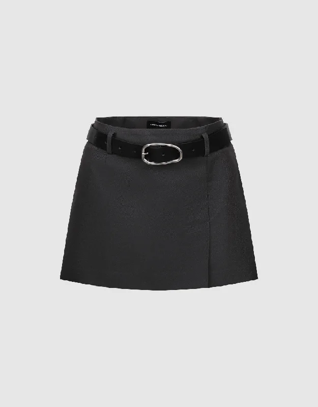 Mini Straight Skirt With Belt