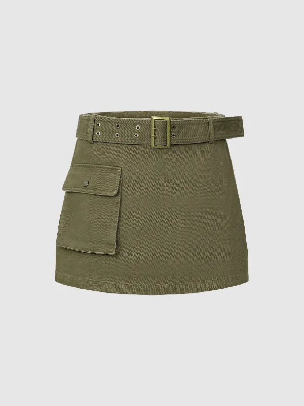 Mini Straight Skirt With Belt