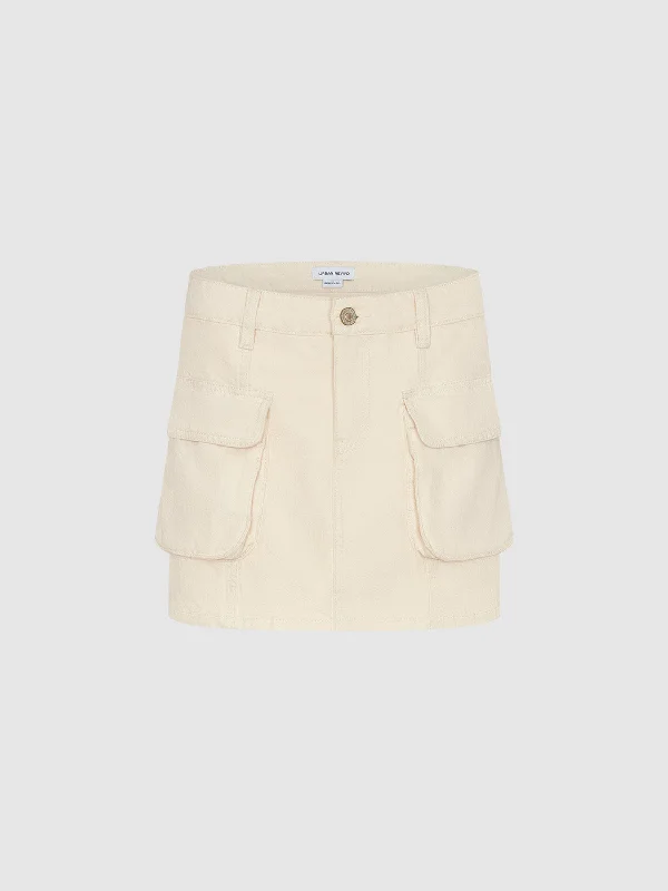 Multi Pocket Mini Denim Skirt