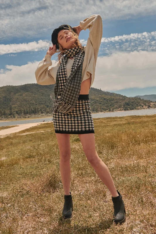 Night On The Town Plaid Knit Mini Skirt