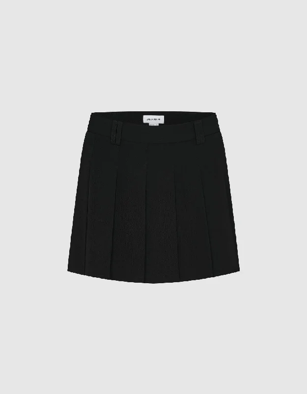 Pleated Mini A-Line Skirt