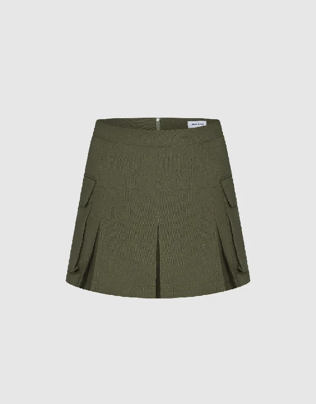 Pleated Mini A-Line Skirt
