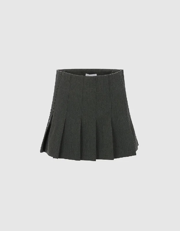Pleated Mini A-Line Skirt
