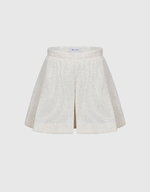Pleated Mini Knitted A-Line Skirt