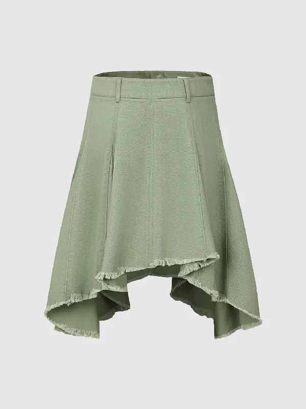 Raw Hem Mini A-Line Skirt