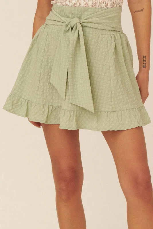 Short and Sweet Tie-Waist Ruffled Mini Skirt