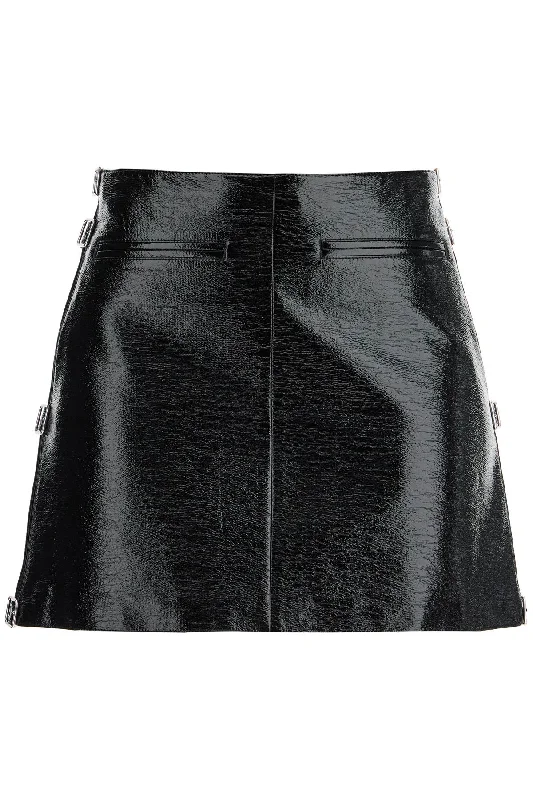 vinyl mini skirt with buckles 324CJU187VY0015 BLACK
