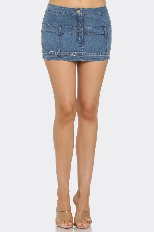 Women's Super Mini Stretch Denim Skirt - VESVMS10056