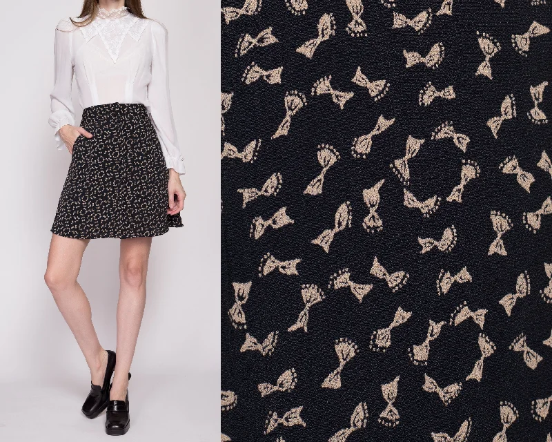 XS 90s Banana Republic Bow Tie Print Mini Skirt 24.5"